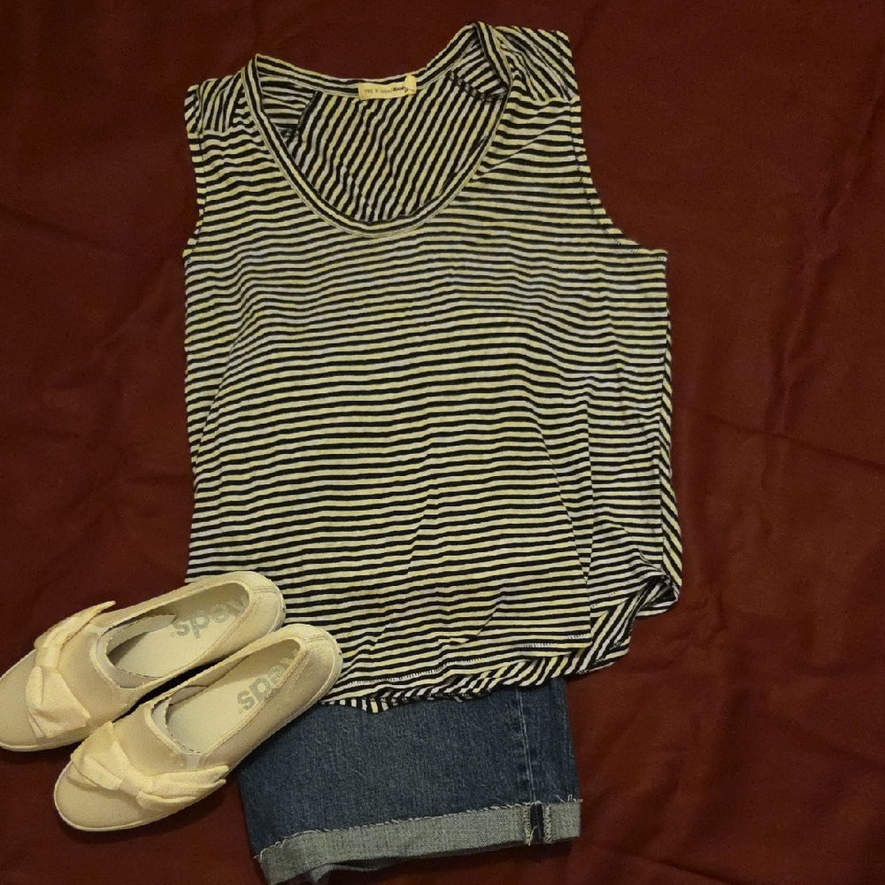 rag & bone Navy and White Striped Tank Top